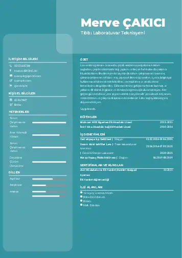 Laboratuvar Teknisyeni Cv Örnekleri cv indir